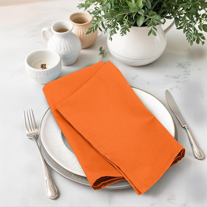 Zoyer Cloth Napkins Set of 12, 18x18 Inches Cotton Enrich Napkins Cloth ‎Washable, Soft & Durable Dinner Napkins for Parties, Wedding, Christmas, ‎Thanksgiving & Everyday Use - Orange