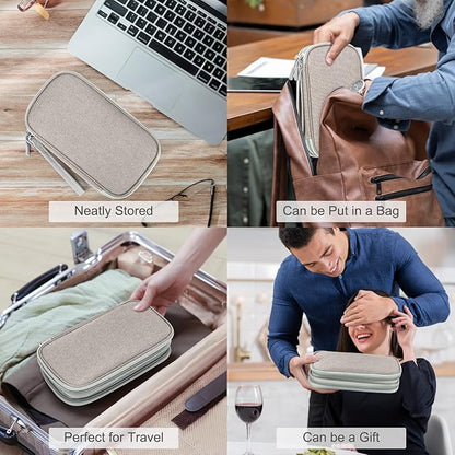 FYY Electronic Organizer, Travel Cable Organizer Bag Pouch Electronic Accessories Carry Case Portable Waterproof Double Layers Storage Bag for Cable, Charger, Phone, Earphone, Medium Size, Khaki