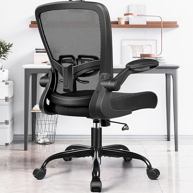 FelixKing Office Chair, Ergonomic Desk Chair with Adjustable Height and Lumbar Support Swivel Lumbar Support Desk Computer Chair with Flip up Armrests for Conference Room (Black),Pack of 2