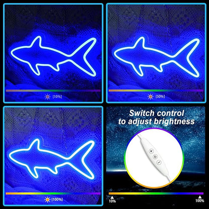 Neon Sign, Fish Led Neon Signs for Kids Gift, USB Powered Blue OceanTheme Art Neon Night Light Acrylic Light Up Sign for Kids Birthday Gift Festival Party Holiday Decor