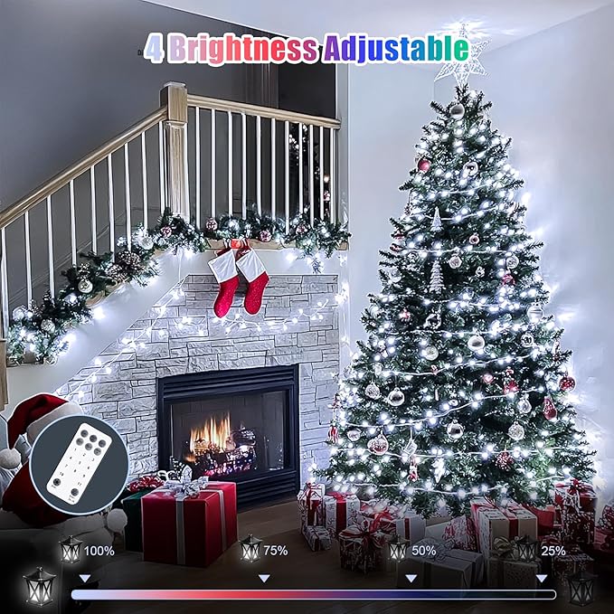 JMEXSUSS 600 LED Color Changing Christmas Lights Plug in, 168FT White & Multicolor String Lights with Remote, Christmas String Lights Outdoor Waterproof Clear Wire for Tree Xmas Decor