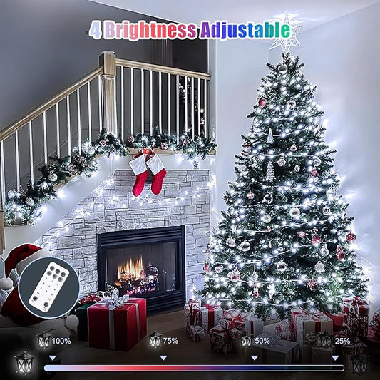 JMEXSUSS 600 LED Color Changing Christmas Lights Plug in, 168FT White & Multicolor String Lights with Remote, Christmas String Lights Outdoor Waterproof Clear Wire for Tree Xmas Decor