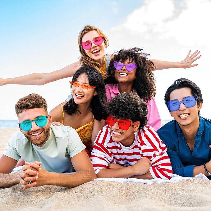 Pibupibu 48 Pack Mixed Rimless Party Sunglasses Bulk for Women Men, Fun Colorful Glasses Bachelor Party Glasses