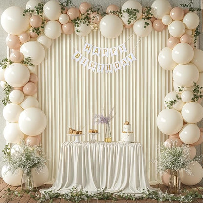 10x10 Beige Backdrop Curtain for Wedding Parties Wrinkle Free Beige Photo Curtains Backdrop Drapes Fabric Decoration for Baby Shower Photoshoot 5ft x 10ft,2 Panels