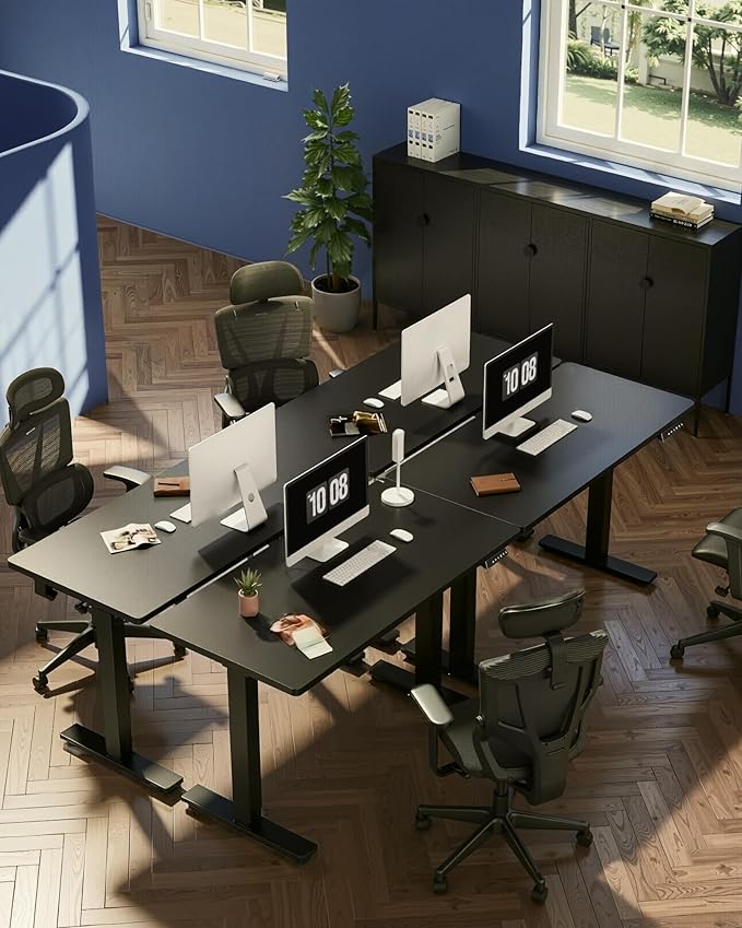 FLEXISPOT EN1 One-Piece Standing Desk, 48"x24" Seamless Desktop Electric Height Adjustable for Home Office, Study Rooms & Multi-Device Workstations, Black