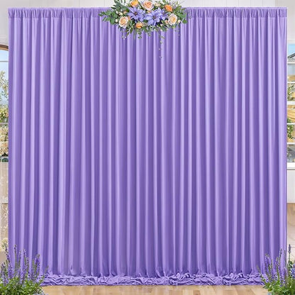 8 x 10ft Lavender Backdrop Curtains Photo Backdrop Drapes Wrinkle-Free Polyester Curtain Backdrop for Girls Birthday Party Photoshoot Backdrop Wedding Baby Shower Graduation Celebrations Decor