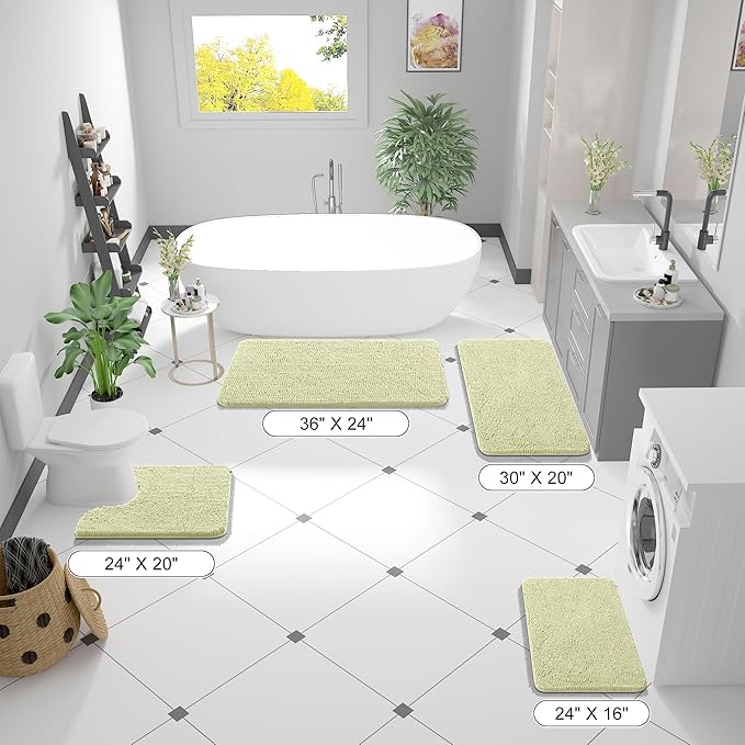 OLANLY Bathroom Rugs 44x24, Extra Soft Absorbent Chenille Bath Rugs, Rubber Backing Quick Dry, Machine Washable Bath Mats for Bathroom Floor, Tub and Shower, Home Decor Accessories, Vanilla