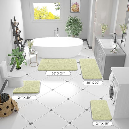 OLANLY Bathroom Rugs 44x24, Extra Soft Absorbent Chenille Bath Rugs, Rubber Backing Quick Dry, Machine Washable Bath Mats for Bathroom Floor, Tub and Shower, Home Decor Accessories, Vanilla