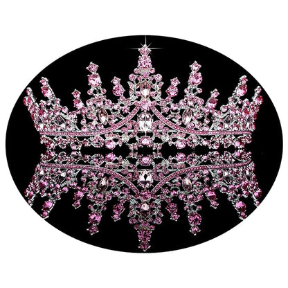TOBATOBA Tiaras for Women, Pink Crystal Tiara Crowns for Women, Wedding Tiara for Bride Queen Crown, Royal Princess Quinceanera Headpieces for Birthday Prom Pageant Halloween Cosplay Accessories