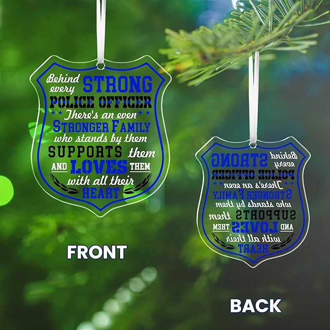 FLAGWIX Christmas Police Gifts for Men Women - Acrylic Christmas Ornaments 2025 for Tree Decorations - Police Ornaments for Tree, Inspirational Cop Gifts for Men Dad Grandpa