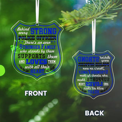 FLAGWIX Christmas Police Gifts for Men Women - Acrylic Christmas Ornaments 2025 for Tree Decorations - Police Ornaments for Tree, Inspirational Cop Gifts for Men Dad Grandpa