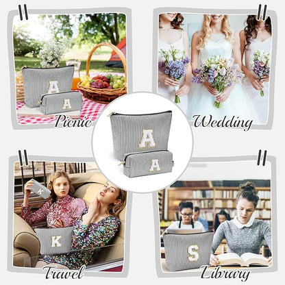 YOOLIFE Makeup Bag for Women - Personalized Makeup Pouch for Girlfriend Bridesmaid Wife | Travel Toiletry Bag for Her Mom | Skin Care Bag Birthday Gift for Sister Friend Sweet 16 Gifts Black V