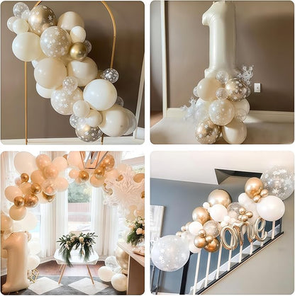 Beige Gold Snowflake Balloons Cream White Sand Gold Metallic Balloons Neutral Boho Ivory Nude Winter Balloon Set for Christmas Ice Wonderland Snow Wedding Baby Bridal Shower Birthday Party Decorations