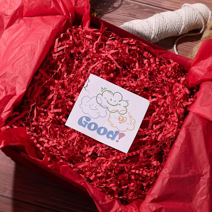 VGOODALL 2LB Red Crinkle Paper Filler, Red Shredded Confetti Paper for Gift Basket Filling Christmas Anniversary Wedding Box Stuffing Supplies