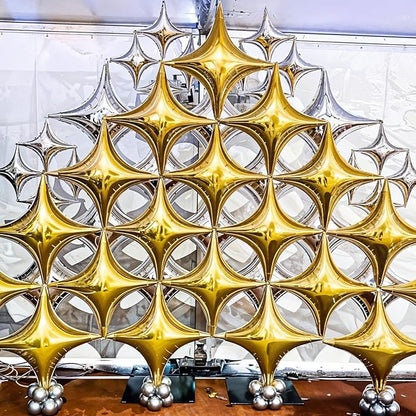 12PCS Gold Star Balloons, 24in 18in 10in Four Pointed Star Shaped Balloon Gold Foil Balloons for Graduation New Year Birthday Retirement Party Decorations