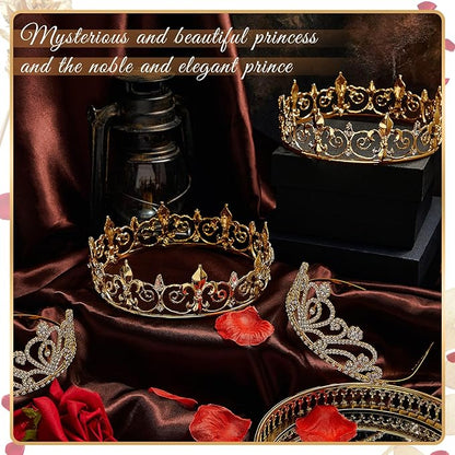 Henoyso 4 Pcs Prom King and Queen Crowns for Men Women Halloween Party King Queen Tiara Headband Homecoming Party Favor