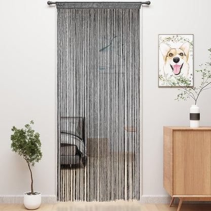 YIIBAII Door String Curtains Fringe Door Curtains for Doorways Window Room Decoration Living Room Divider(39"x79", Grey)