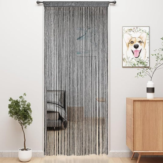 YIIBAII Door String Curtains Fringe Door Curtains for Doorways Window Room Decoration Living Room Divider(39"x110", Grey)