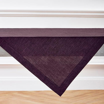Solino Home Grape Linen Tablecloth 52 x 52 Inch - 100% Pure Linen Square Table Throw - Athena, Machine Washable Tablecloth for Fall, Autumn, Christmas, New Year