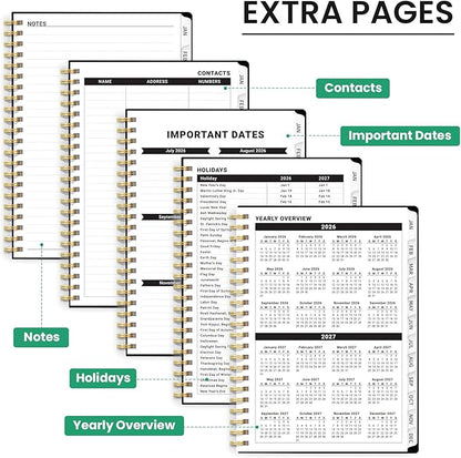 2026 Planner, Weekly and Monthly Planner for Women, Jan 2026 - Dec 2026 Pretty 2026 Calendar Planner with Monthly Tabs, Inner Pocket, Spiral Binding, Perfect for Office Home School - 6.3" x 8.5", Jungle Elephant