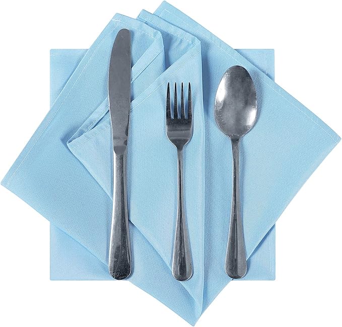 Cloth Napkins 20x20 inch Washable Polyester Dinner Napkins Soft Table Napkins for Wedding Party Dining Banquet(Blue Mist,100PCS)