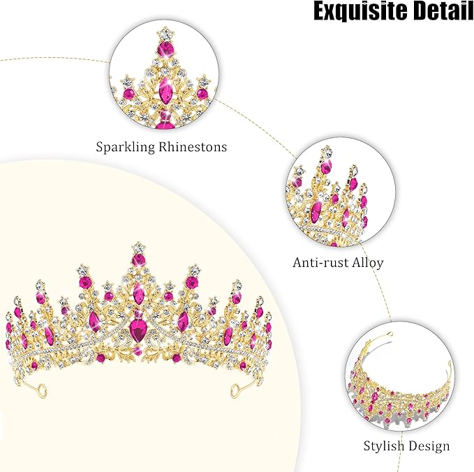 TAROSE Silver Tiaras for Women and Girls, Crystal Gold Crowns for Women, Hair Accessories for Bride/Halloween/Prom/Birthday