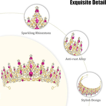 TAROSE Silver Tiaras for Women and Girls, Crystal Gold Crowns for Women, Hair Accessories for Bride/Halloween/Prom/Birthday