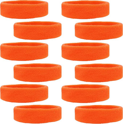 12 Sweatbands Cotton Sports Headbands Terry Cloth Moisture Wicking Athletic Basketball Headband by Kenz Laurenz