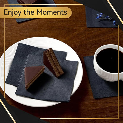 Vplus 500 Pack Black Cocktail Napkins, Elegant Beverage Napkins, 3-Ply Disposable Paper Napkins 4.9x4.9 inch, Perfect for Restaurant, Bar, Party, Wedding, Dessert