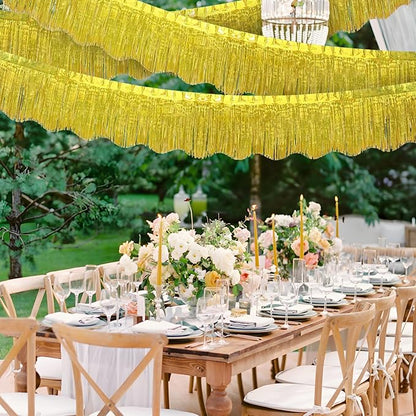 LOLStar 6 Pack Gold Foil Fringe Garland Christmas Party Decorations, 59Ft Tinsel Streamers Shiny Gold Wall Hanging Tinsel Fringe Banners for Wedding Birthday Anniversary New Year Party Decor