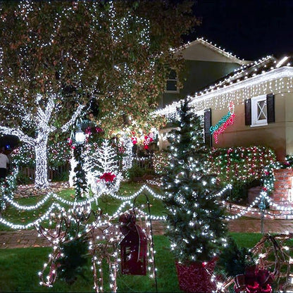 JMEXSUSS 500 LED White Christmas Lights Outdoor Indoor, Green Wire Christmas Tree Lights Plug in, 8 Modes Waterproof White String Lights for Xmas Wedding Party Garden