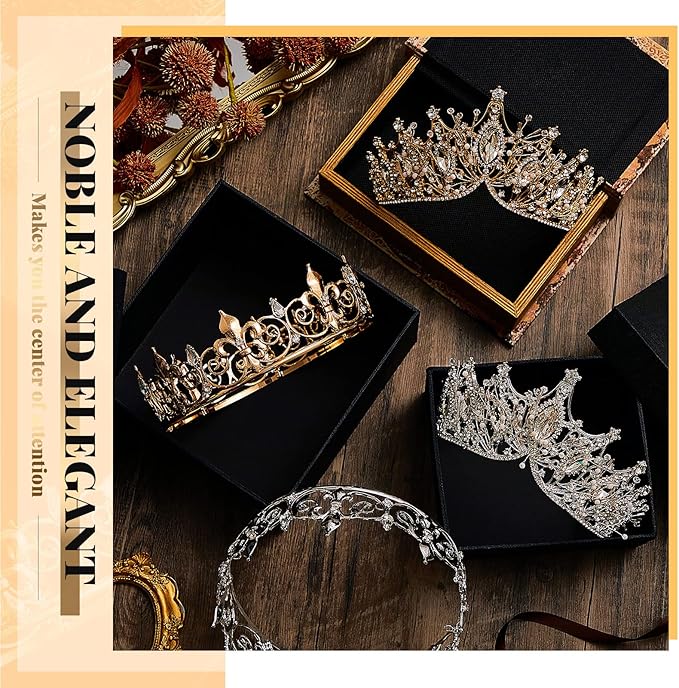 Henoyso 4 Pcs Prom King and Queen Crowns for Men Women Halloween Party King Queen Tiara Headband Homecoming Party Favor