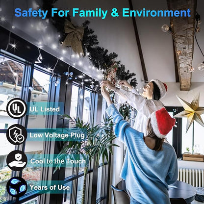 670 LED 66FT Christmas Lights with 148 Drops, 12 Modes Dimmable Cool White Outdoor Hanging Lights with Timer Memory, Waterproof Curtain Lights for Home Bedroom Indoor Tree Window Roof Fence Wedding