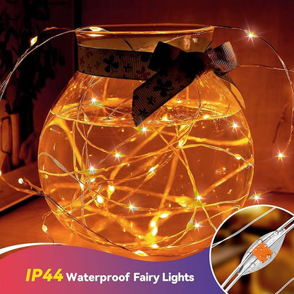 4 Pack 240LED Halloween Fairy Lights Battery Operated - 20FT Twinkle Lights with 2 Lighting Modes Indoor Outdoor, Waterproof Led Fairy String Lights for Christmas, Bedroom, Dorm, DIY Decor, Orange