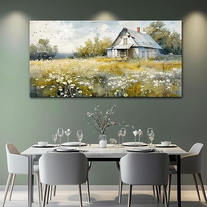 FUHAIHUA Canvas Wall Art For Living Room Large Wall Decor For Office Bedroom Wall Decoration Rural Landscape Paintings Farmhouse Watercolor Pictures Artwork Hotel Room Aesthetic Home Decor 24x48 In