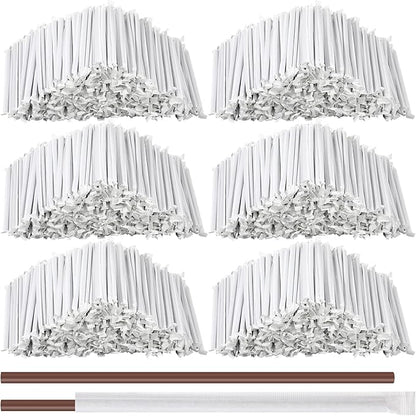 Hoolerry 2000 Pcs 8 Inch Plastic Straws Disposable Individually Wrapped Drinking Straight Long Straws, 0.24" Wide, for Hot and Cold Beverages (Coffee Color)