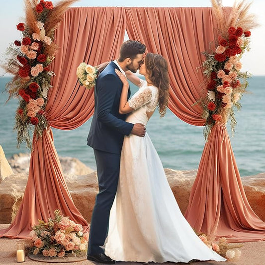 10x10 Rust Backdrop Curtain for Parties Wedding Wrinkle Free Red Photo Curtains Backdrop Drapes Fabric Decoration for Birthday Party Baby Shower Christmas 5ft x 10ft,2 Panels