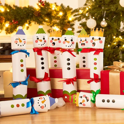 JOYIN 10 Pack Christmas Non-Snap Party Favor, Colorful Snowman Table Favor Includes Party Hat, Jokes & Gifts, Christmas Table Decorations for Holiday Dinner Traditions Party Supplies