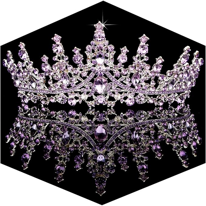TOBATOBA Tiaras for Women, Purple Crystal Tiara Crowns for Women, Wedding Tiara for Bride Queen Crown, Royal Princess Quinceanera Headpieces for Birthday Prom Pageant Halloween Cosplay Accessories