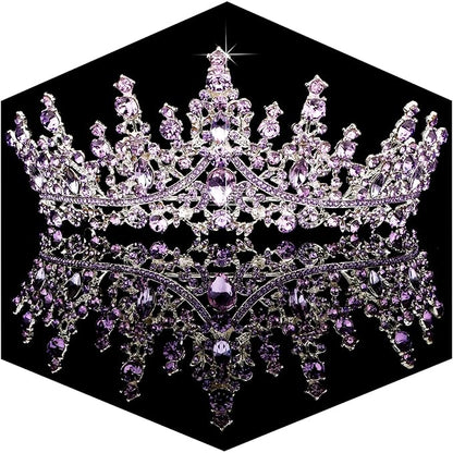 TOBATOBA Tiaras for Women, Purple Crystal Tiara Crowns for Women, Wedding Tiara for Bride Queen Crown, Royal Princess Quinceanera Headpieces for Birthday Prom Pageant Halloween Cosplay Accessories