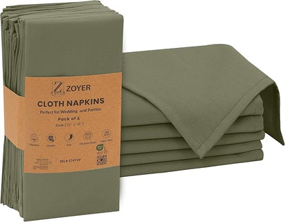 Zoyer Cloth Napkins Set of 4, 18x18 Inches Cotton Enrich Napkins Cloth ‎Washable, Soft & Durable Dinner Napkins for Parties, Wedding, Christmas, ‎Thanksgiving & Everyday Use - Martini Olive