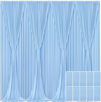 10 Panels Baby Blue Backdrop Curtain for Baby Shower Parties Wrinkle Free Light Blue Curtains Backdrop Drapes Fabric Decoration for Birthday Party Photography 50ft x 10ft