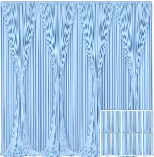 10 Panels Baby Blue Backdrop Curtain for Baby Shower Parties Wrinkle Free Light Blue Curtains Backdrop Drapes Fabric Decoration for Birthday Party Photography 50ft x 10ft