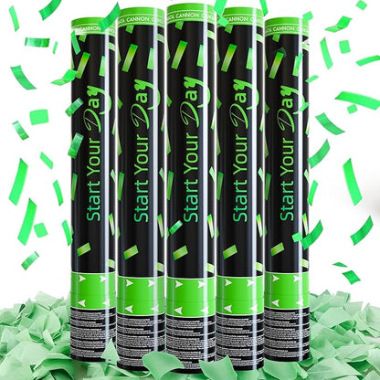 Green Confetti Poppers, 15 Inch Biodegradable Party Poppers, Air Powered Confetti Shooters for Birthday, Wedding, New Year Celebrations