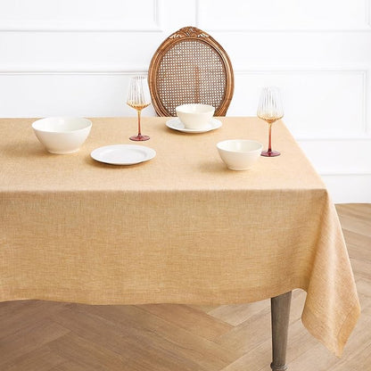 Solino Home Linen Cloth Tablecloth 52 x 52 Inch - 100% Pure Linen Golden Nugget Square Tablecloth - Athena, Machine Washable Table Throw for Fall, Autumn