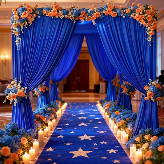 10 x 10ft Royal Blue Backdrop Curtains No-Wrinkle Party Curtains for Photo Backdrop Polyester Curtain Backdrop Soft Fabric for Retirement Birthday Wedding Baby Shower Events, 2 Panels 5 x 10ft