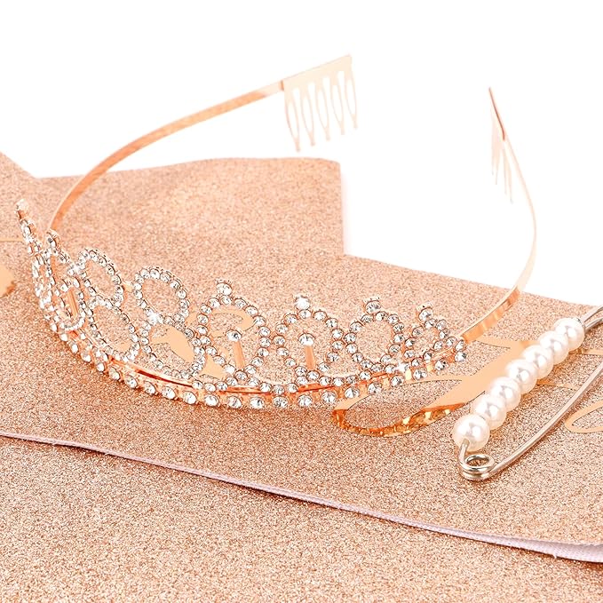 CIEHER 88th Birthday Crown + 88th Birthday Sash + Pearl Pin Set, 88 & Fabulous Birthday Sash, 88 Birthday Tiara, 88th Birthday Decorations for Women, 88th Birthday Gifts