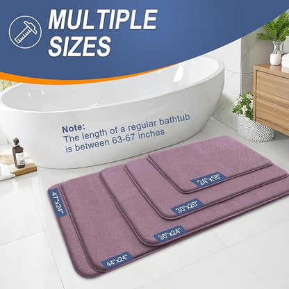 OLANLY Thick Memory Foam Bath Mat Rug 47x20, Extra Soft Absorbent Bathroom Rug, Quick Dry Bath Mats, Non-Slip, Machine Washable Carpet for Bathroom, Tub and Shower, Home Decor Accessories, Deep Plum