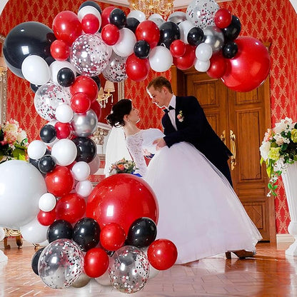 120Pcs Red Black White Silver Balloon Garland Kit for Wedding Bridal Shower Birthday Party Baby Shower Decoration…