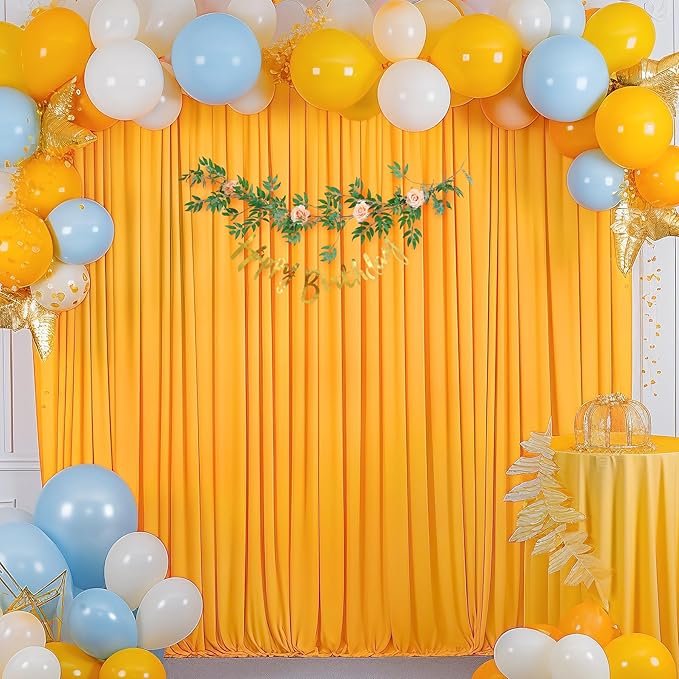 Marigold Backdrop Curtain for Parties Wrinkle Free Orange Photo Curtains Backdrop Drapes Fabric Decoration for Wedding Birthday Party Baby Shower 5ft x 7ft,2 Panels